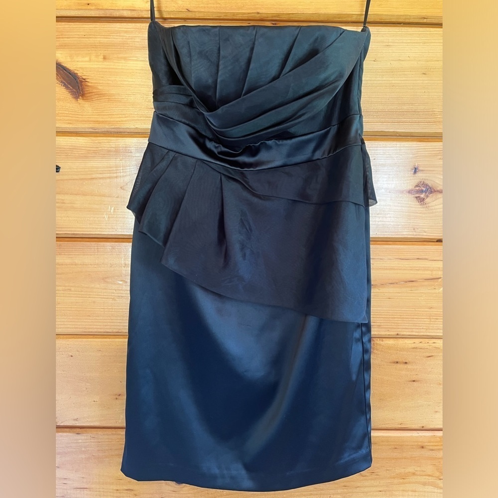 White House Black Market Black Satin Strapless Dress Size 10 Cocktail Homecoming